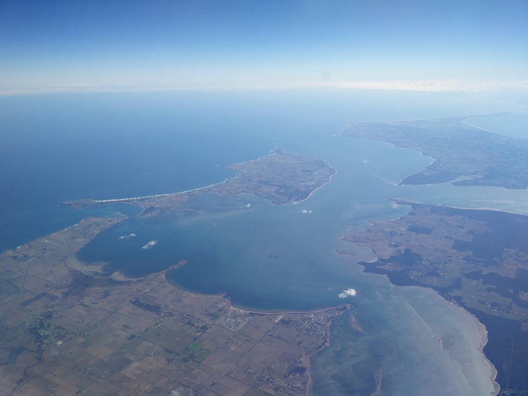 Philip Island from out of the airplane window
