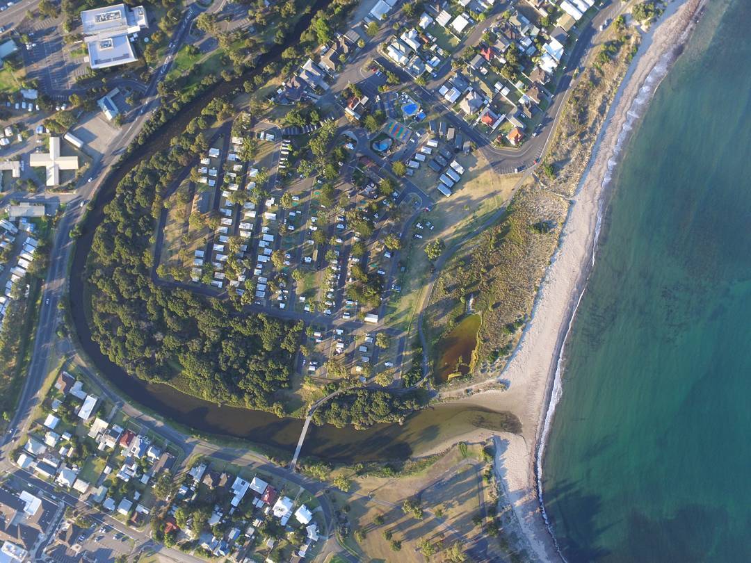Victor Harbour Beachfront Holiday Park from above