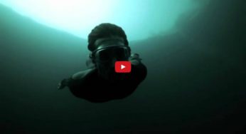 Guillaume Nery base jumping at Dean’s Blue Hole